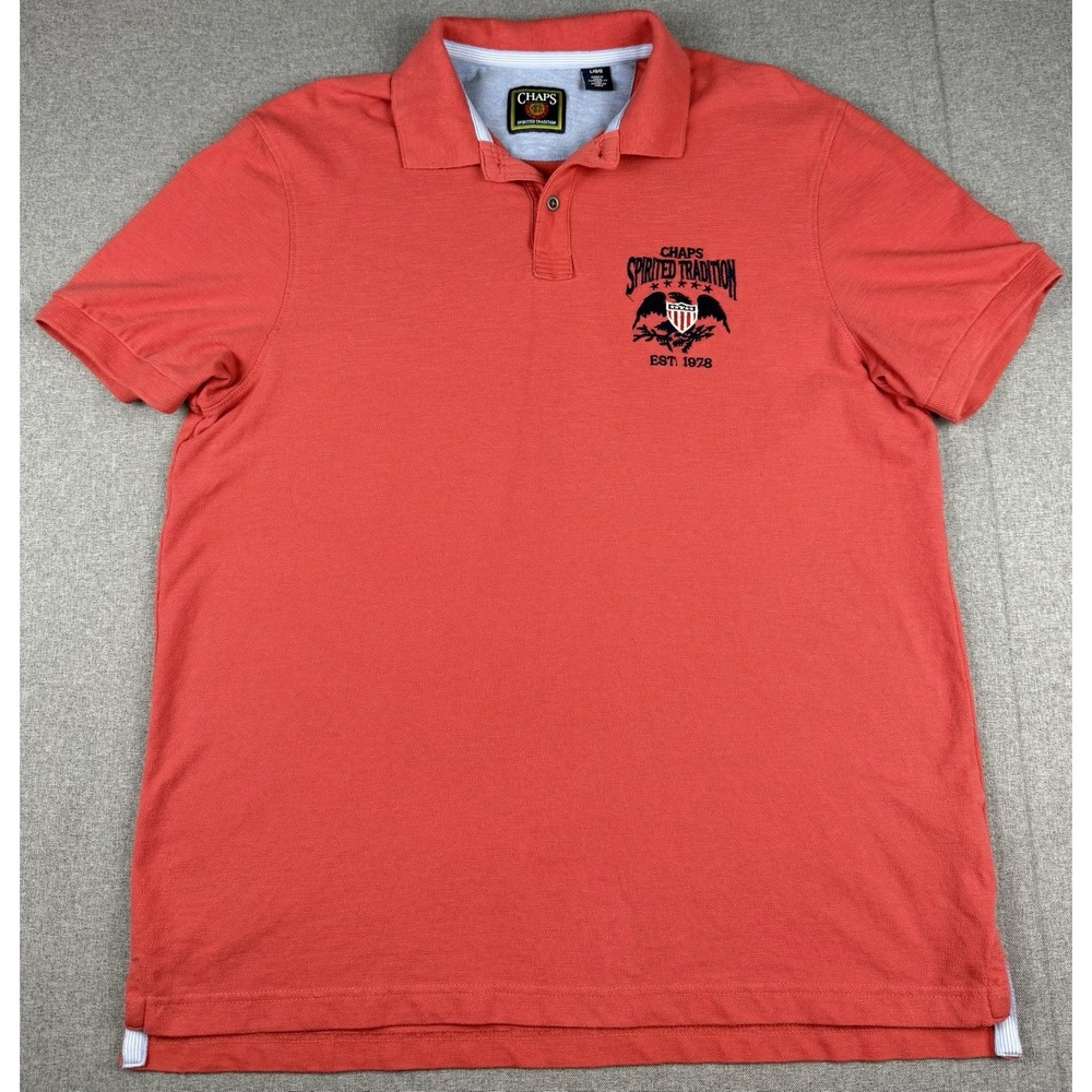 Chaps Spirited Tradition Mens Large Polo Shirt Red Eagle Embroidered Preppy